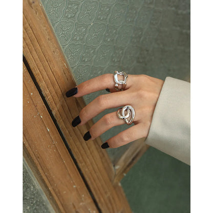 Korean Niche Design Simple Wide Chain S925 Sterling Silver Ring Female Wholesale