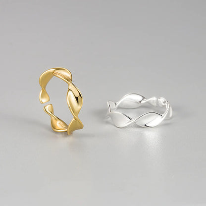 Simple Style Waves Sterling Silver Irregular Rings