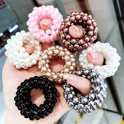 Korean Pearl Hair Tie Adult Children Tie Hair Wide Rubber Band Tied Ponytail Headdress