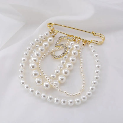 Korean Pearl Tassel Flash Drill Alloy Brooch Nhnt158332