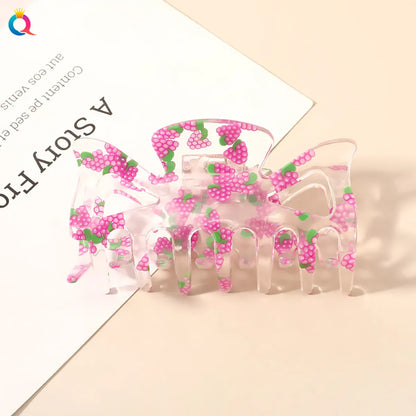 Qiyue Korean Style Summer Fresh Texture Plastic Hairpin Fruit Head Clip Cute Girl Heart Back Head Hair Claw Headdress