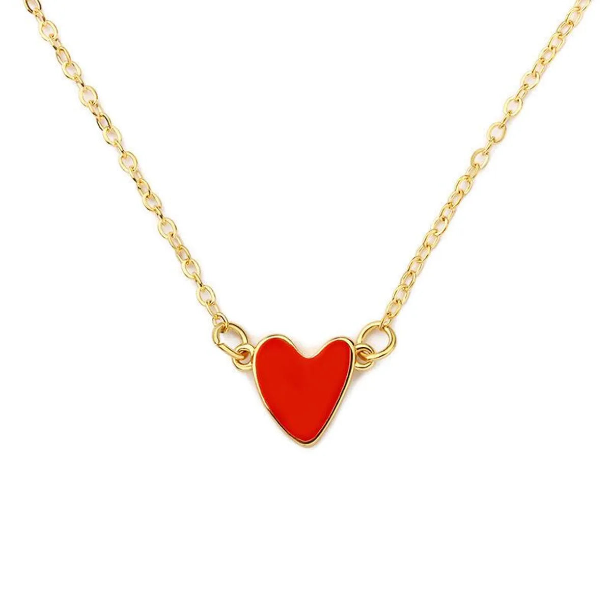 Korean Red Love Necklace Dripping Double Peach Heart Necklace Clavicle Chain Heart Necklace Wholesale