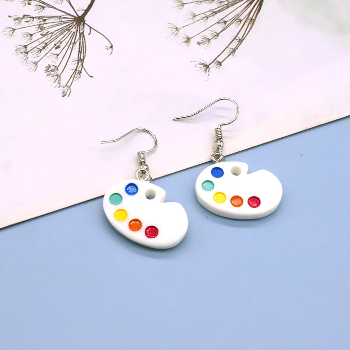 Korean Resin Simulation Palette Earrings Mini Painting Board Pendant Ear Hook