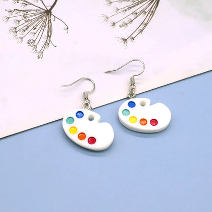 Korean Resin Simulation Palette Earrings Mini Painting Board Pendant Ear Hook