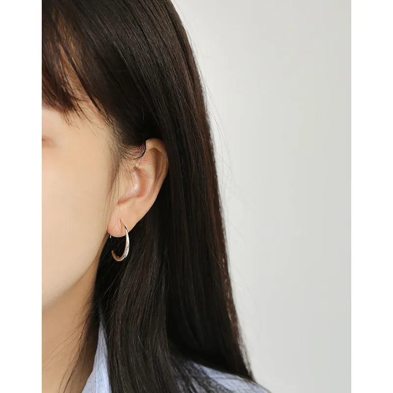 Korean S925 Sterling Silver New Simple Temperament O-Shaped Earrings Wild Earrings