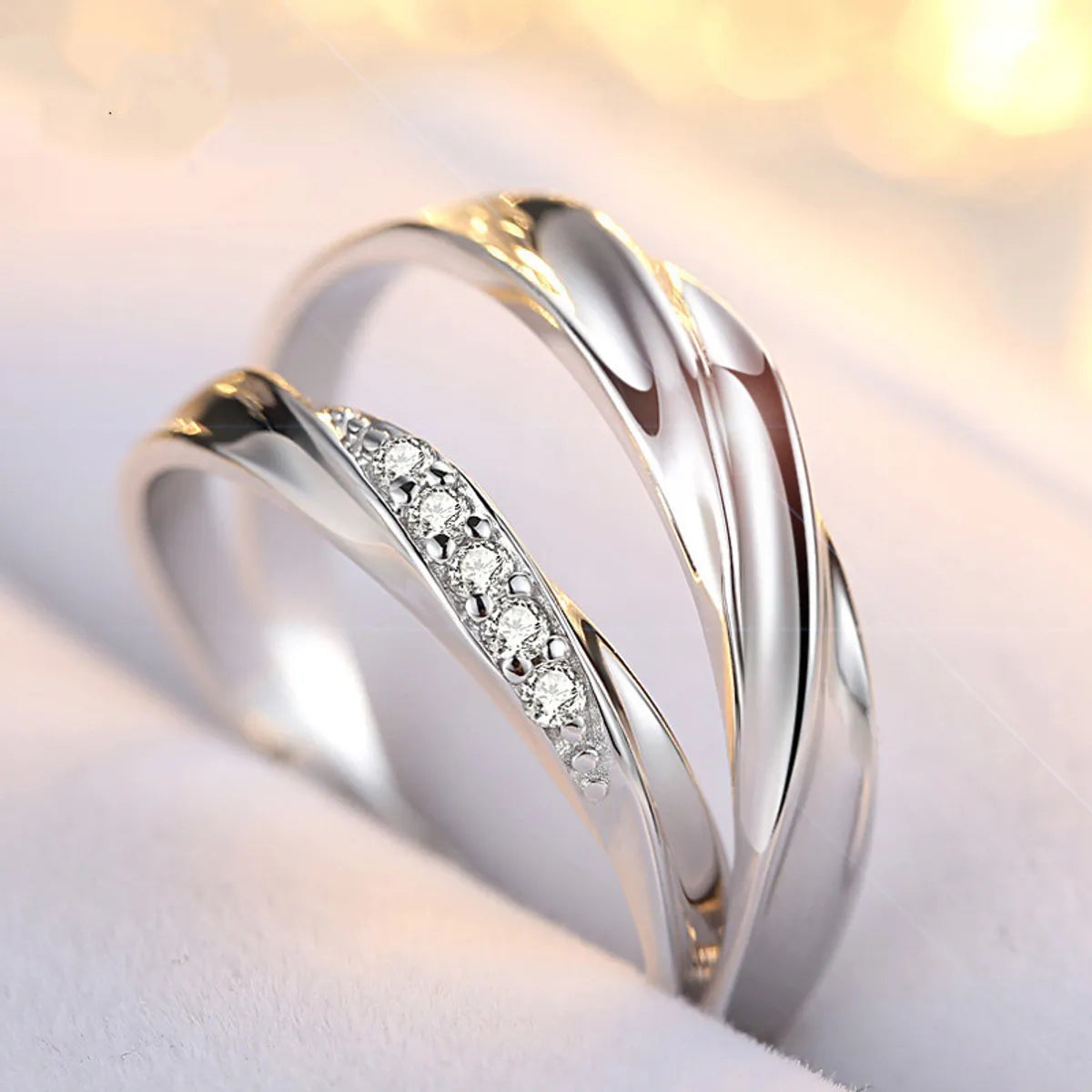 Korean Silver Plated Couple Copper Rings Wholesale