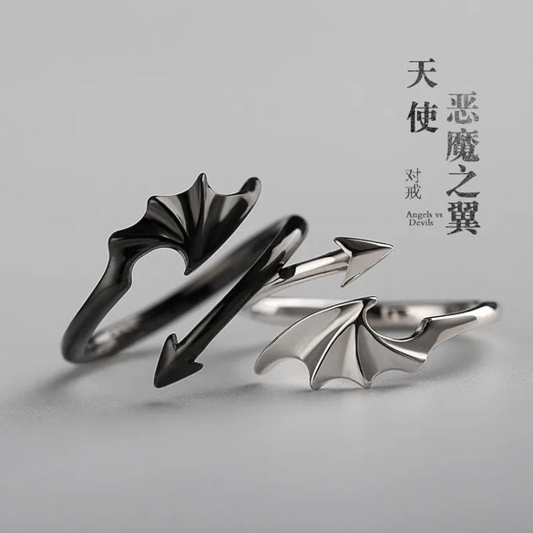 Korean Simple Demon Wings Adjustable Ring