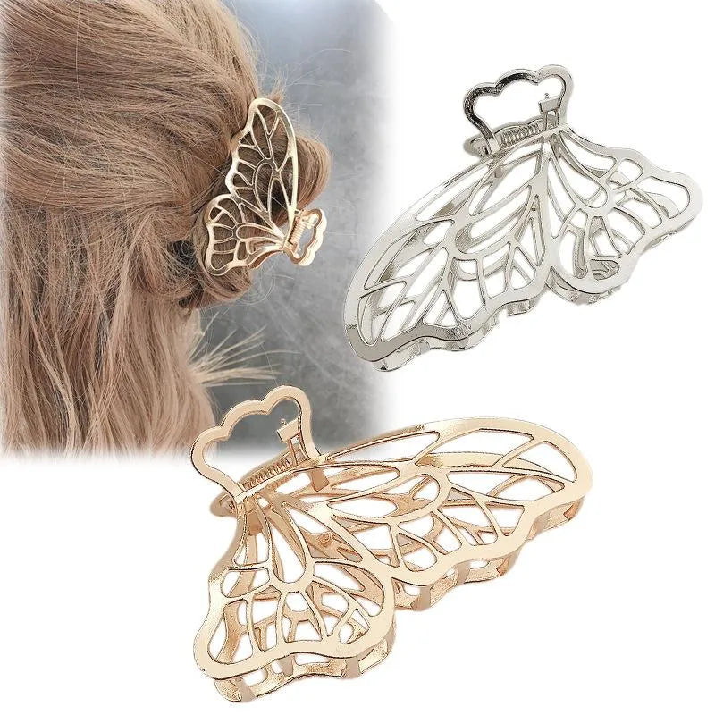 Korean Simple Large Metal Butterfly Hairpin Female New Fashion Adult Hair Clip Headwear Wholesale