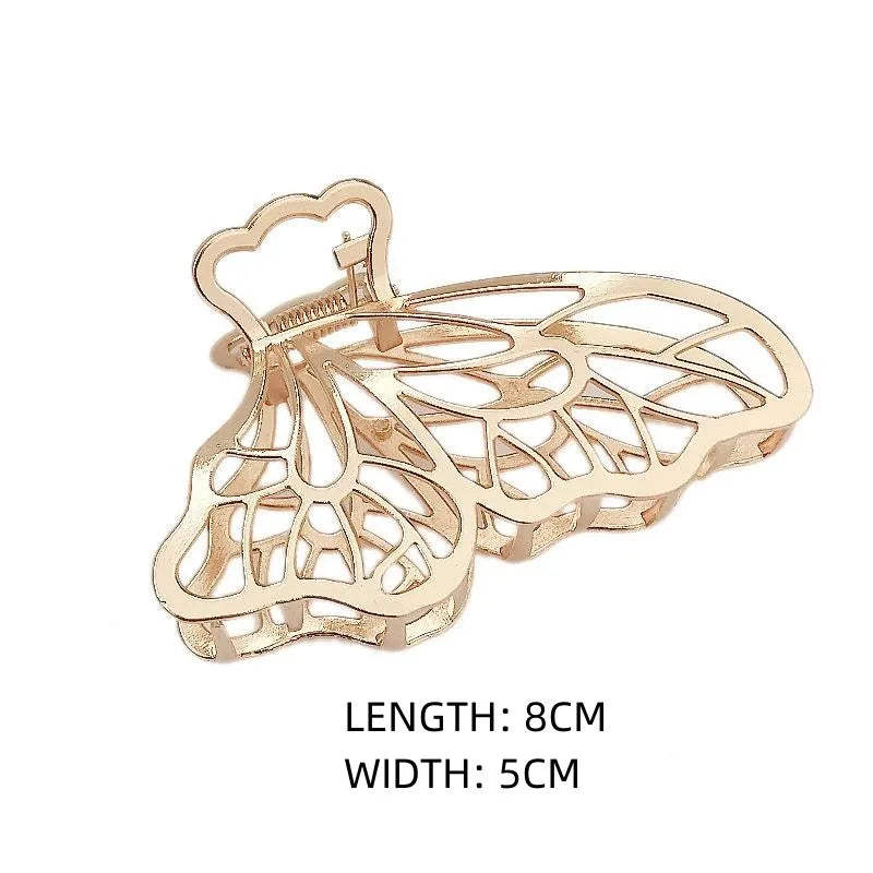 Korean Simple Large Metal Butterfly Hairpin Female New Fashion Adult Hair Clip Headwear Wholesale