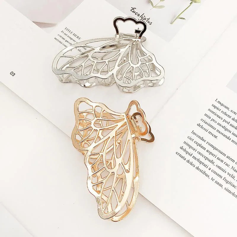 Korean Simple Large Metal Butterfly Hairpin Female New Fashion Adult Hair Clip Headwear Wholesale