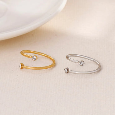 Korean Simple Stainless Steel Zircon Opening Ring Wholesale Gooddiy