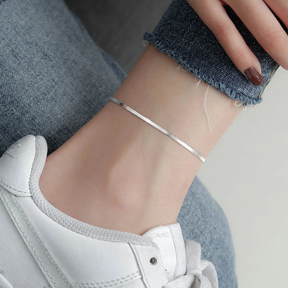 Korean Snake Bone 925 Silver Chain Anklet