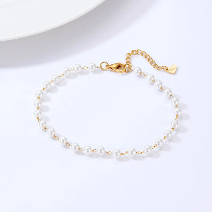 Chinoiserie Circle Imitation Pearl Women's Anklet