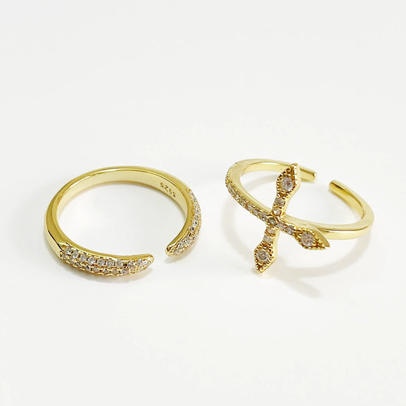 Korean Style 925 Sterling Silver Micro Inlaid Zircon Ring Simple Fashion Open Ring Ring