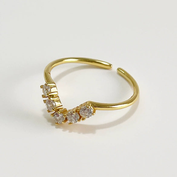 Korean Style 925 Sterling Silver Micro Inlaid Zircon Ring Simple Fashion Open Ring Ring