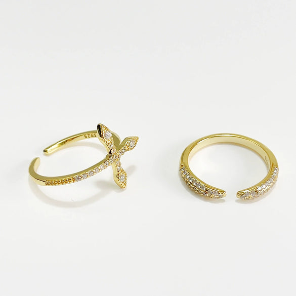 Korean Style 925 Sterling Silver Micro Inlaid Zircon Ring Simple Fashion Open Ring Ring