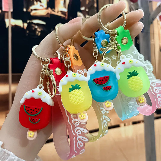 Korean Style Animal Fruit Pvc Unisex Bag Pendant Keychain