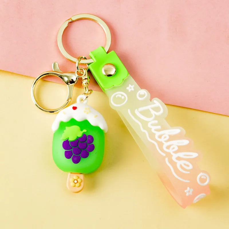 Korean Style Animal Fruit Pvc Unisex Bag Pendant Keychain