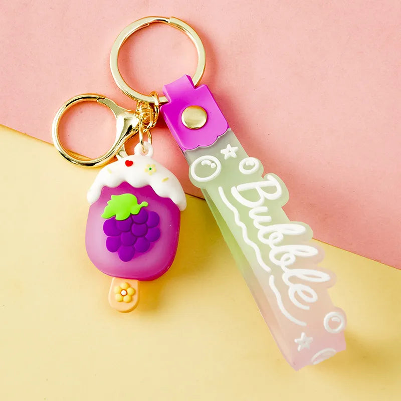 Korean Style Animal Fruit Pvc Unisex Bag Pendant Keychain