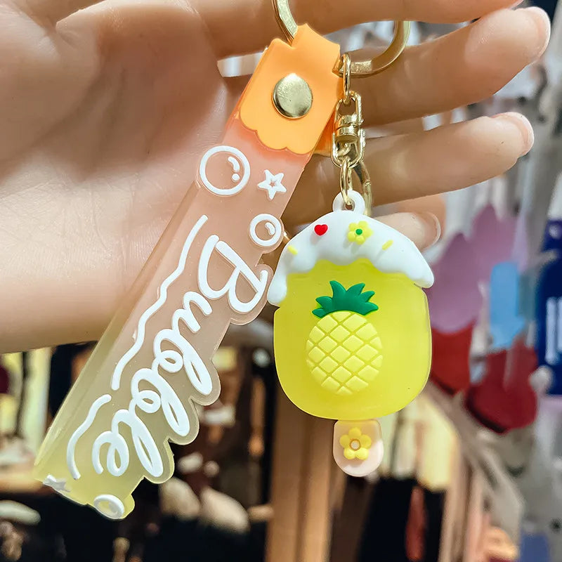 Korean Style Animal Fruit Pvc Unisex Bag Pendant Keychain