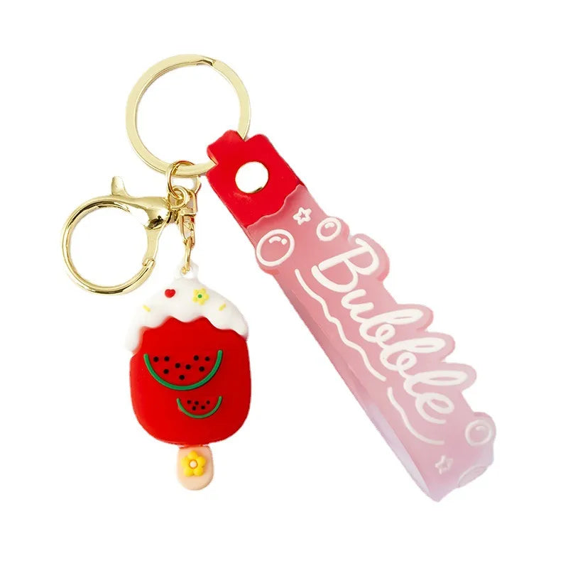 Korean Style Animal Fruit Pvc Unisex Bag Pendant Keychain