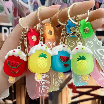 Korean Style Animal Fruit Pvc Unisex Bag Pendant Keychain