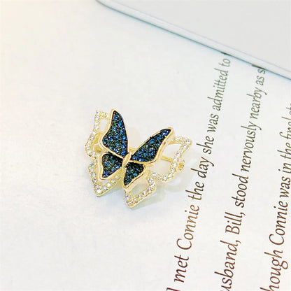 Korean Style Butterfly Copper Inlay Zircon Women'S Brooches