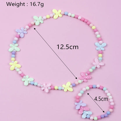 Korean Style Butterfly Plastic Beaded Girl's Bracelets Necklace