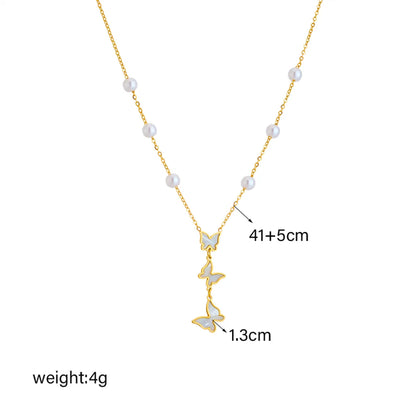 Korean Style Butterfly Titanium Steel Plating 18k Gold Plated Necklace