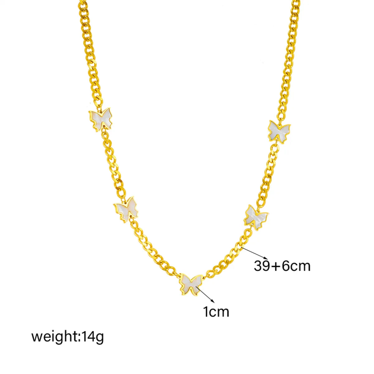 Korean Style Butterfly Titanium Steel Plating 18k Gold Plated Necklace