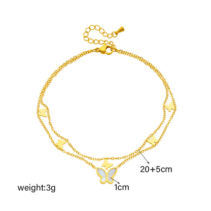 Korean Style Castle Titanium Steel Layered Plating 18k Gold Plated Women's Anklet