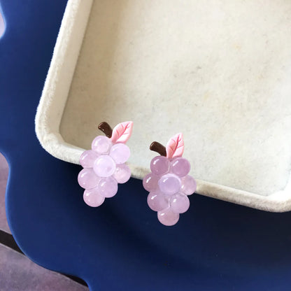 Korean Style Cute Purple Grape Earrings