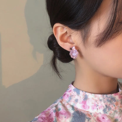 Korean Style Cute Purple Grape Earrings