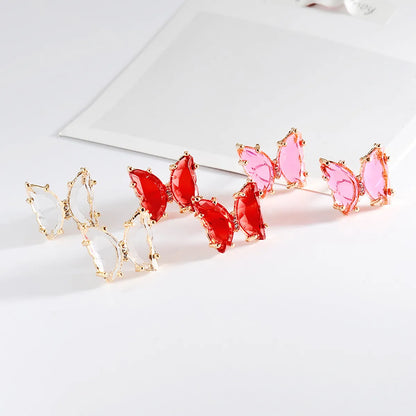 Korean Style Earrings Summer Transparent Butterfly Earrings Simple Crystal Earrings Wholesale Nihaojewelry