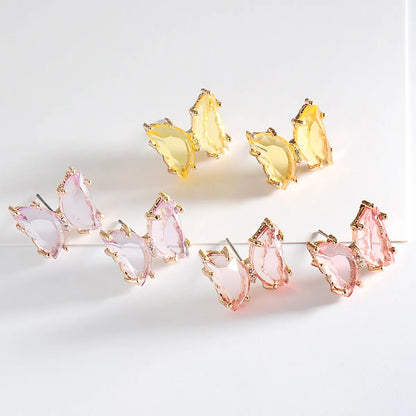 Korean Style Earrings Summer Transparent Butterfly Earrings Simple Crystal Earrings Wholesale Nihaojewelry