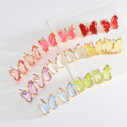 Korean Style Earrings Summer Transparent Butterfly Earrings Simple Crystal Earrings Wholesale Nihaojewelry