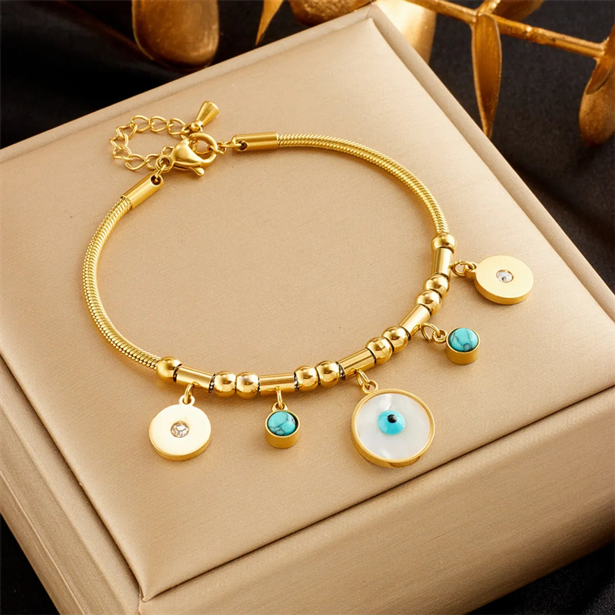 Korean Style Eye Titanium Steel Plating 18k Gold Plated Bracelets