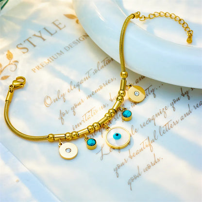 Korean Style Eye Titanium Steel Plating 18k Gold Plated Bracelets