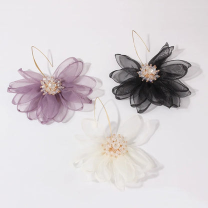 Korean Style Fabric Flower Pendant Earrings Wholesale Gooddiy