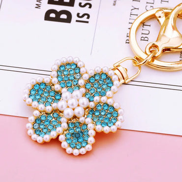 Korean Style Flower Metal Diamond Women'S Bag Pendant Keychain