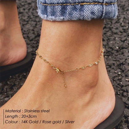 Korean Style Geometric Stainless Steel Plating Inlaid Gold 14K Gold Plated Women'S Anklet