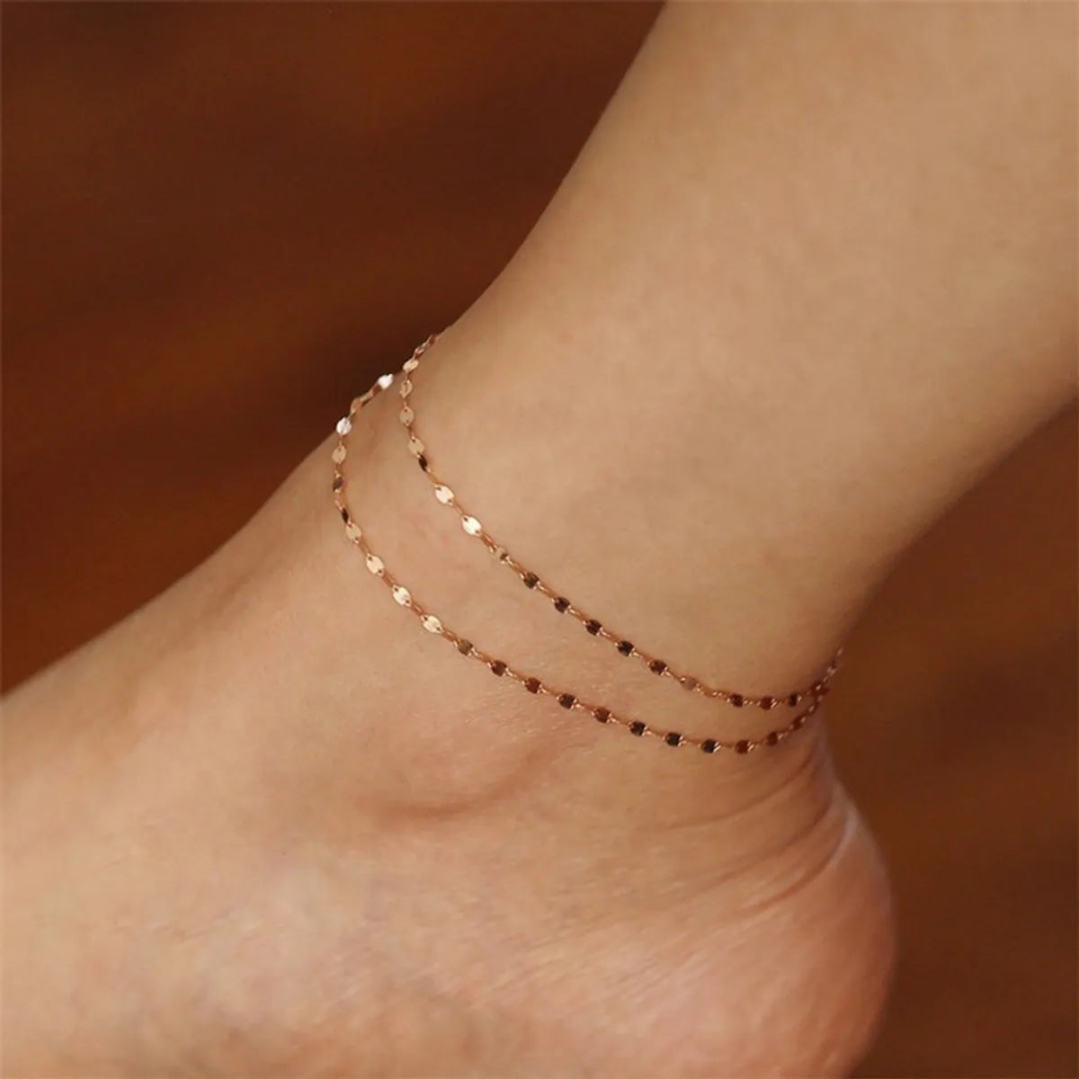 Korean Style Geometric Stainless Steel Plating Inlaid Gold 14K Gold Plated Women'S Anklet