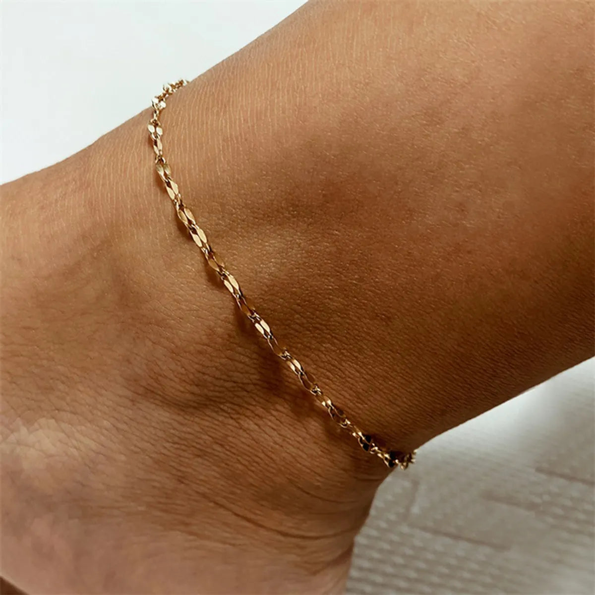 Korean Style Geometric Stainless Steel Plating Inlaid Gold 14K Gold Plated Women'S Anklet