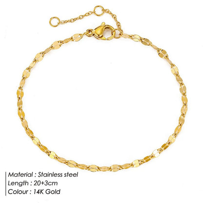 Korean Style Geometric Stainless Steel Plating Inlaid Gold 14K Gold Plated Women'S Anklet