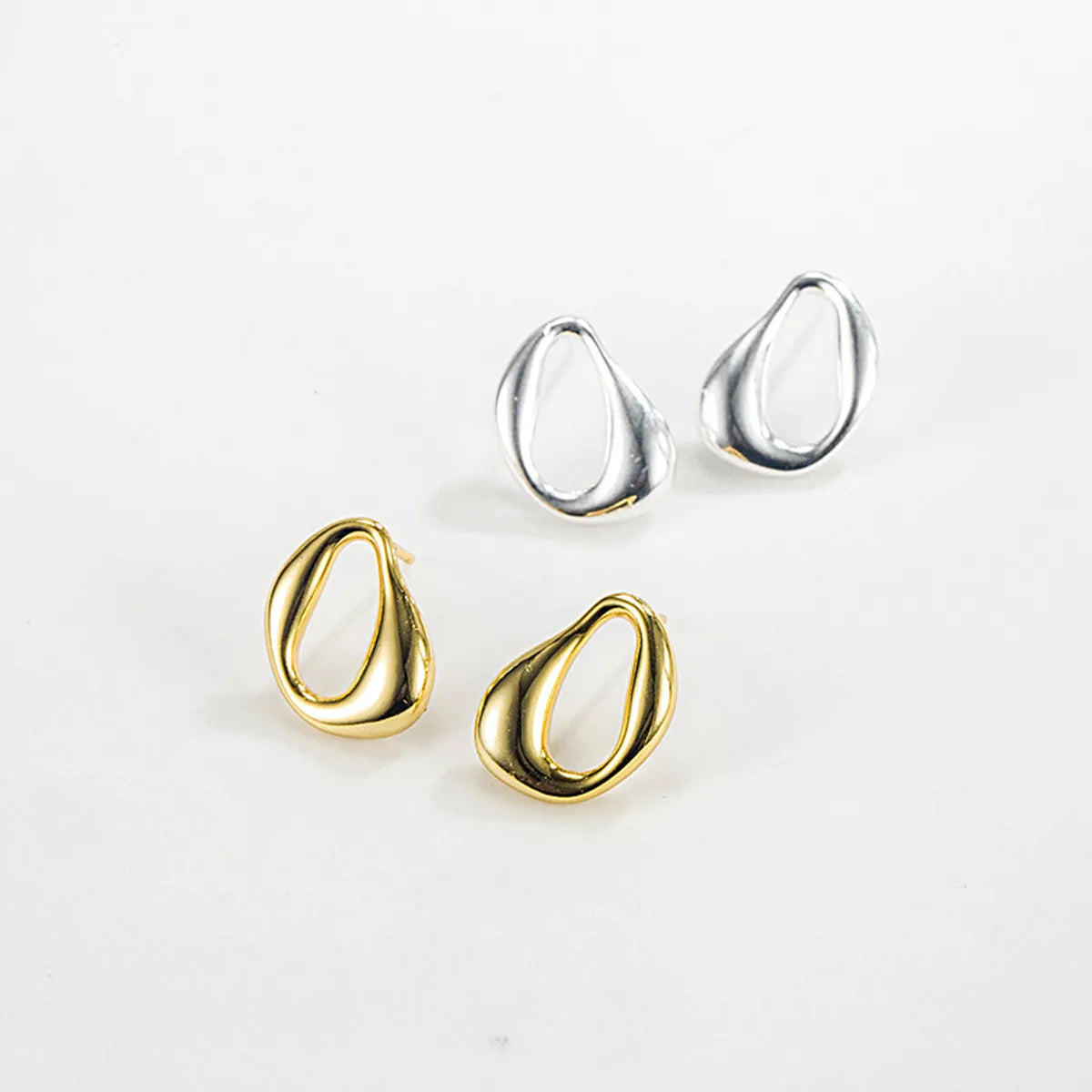 1 Pair Korean Style Geometric Plating Sterling Silver Earrings