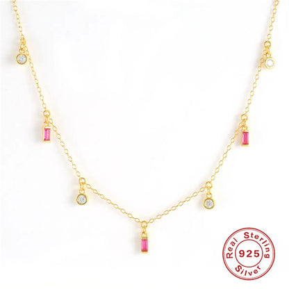 Korean Style Geometric Sterling Silver Plating Zircon Necklace 1 Piece