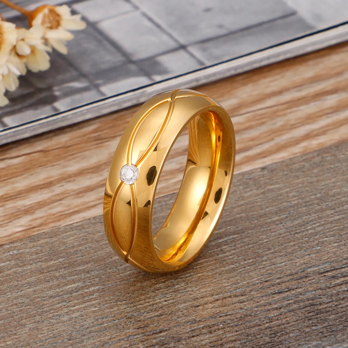 Korean Style Geometric Titanium Steel Rings