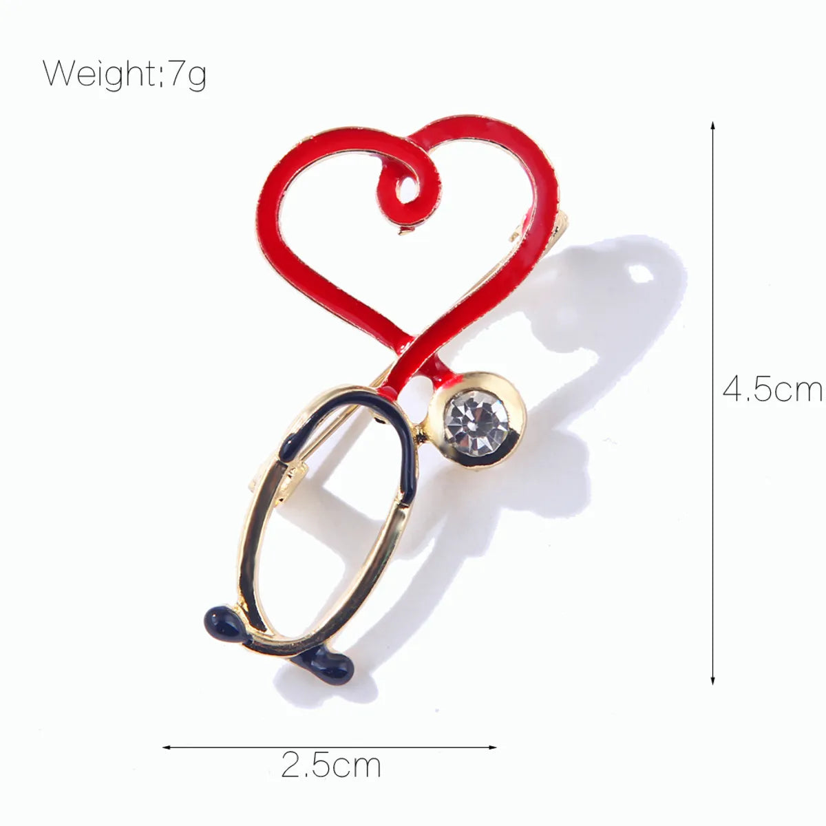 Korean Style Heart Shape Alloy Enamel Plating Inlay Rhinestones Unisex Brooches