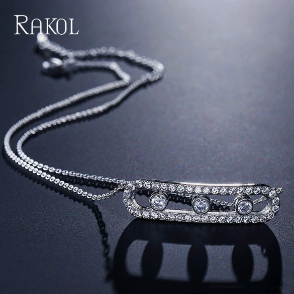 Korean Style Jewelry Wholesale Simple Fashion Microinlaid 3A Zircon Rotating Necklace Clavicle Chain Factory