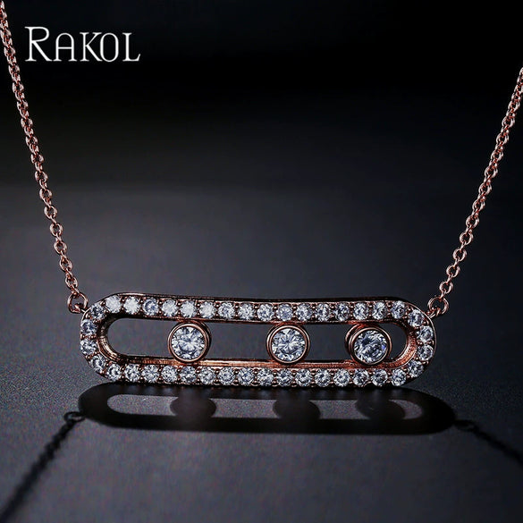 Korean Style Jewelry Wholesale Simple Fashion Microinlaid 3A Zircon Rotating Necklace Clavicle Chain Factory